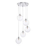 5 Light Cluster Pendant Polished Chrome Clear Dimpled 150Mm Glass