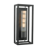 Wall Light Black & Ribbed Glass