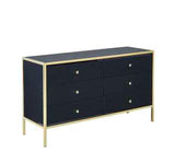 FENCH6MIR 6 Drawer Chest Black & Gold
