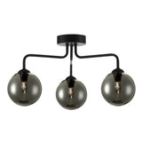 FEY0322-01 3 Light Semi Flush Matt Black Smoked Glass