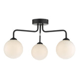 FEY0322-02 3 Light Semi Flush Matt Black Opal Glass