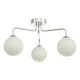 3 Light Semi Flush Polished Chrome Opal Glass