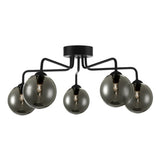 FEY0522-01 5 Light Semi Flush Matt Black Smoked Glass