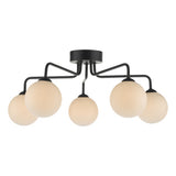 FEY0522-02 5 Light Semi Flush Matt Black Opal Glass