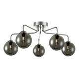 FEY0550-01 5 Light Semi Flush Polished Chrome Smoked Glass