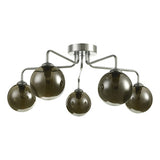 5 Light Semi Flush Polished Chrome Smoked Glass