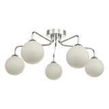 5 Light Semi Flush Polished Chrome Opal Glass