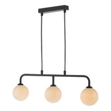 3 Light Bar Pendant Matt Black Opal Glass