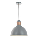 1 Light Single Pendant Grey Satin Copper