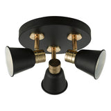 FRY7654 3 Light Plate Spotlight Black & Rose Gold