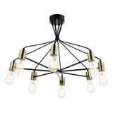 8 Light Pendant Satin Black Antique Gold