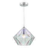 GAI0150 Iridised Glass & Polished Chrome Pendant