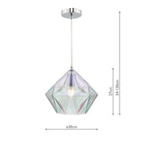 Iridised Glass & Polished Chrome Pendant