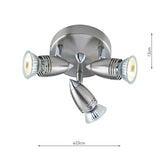 3 Light Plate Spotlight Satin Chrome (Multipack)