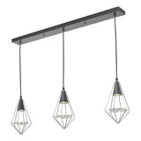 3 Light Pendant Black, Polished Chrome & Glass