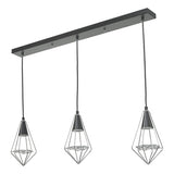GIA0350 3 Light Pendant Black, Polished Chrome & Glass