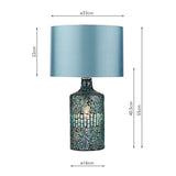 Table Lamp Blue Mosaic Dual Source With Shade