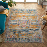 Rug Blue/Grey/Mustard/Cream