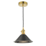 HAD0140-02 Pendant Natural Brass With Antique Pewter Shade