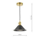 Pendant Natural Brass With Antique Pewter Shade