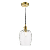 HAD0140-03 Pendant Natural Brass With Dimpled Glass Shade