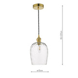 Pendant Natural Brass With Dimpled Glass Shade