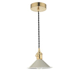 1 Light Pendant Natural Brass With Cashmere Shade
