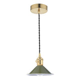 HAD0161-07 1 Light Pendant Antique Chrome With Olive Green Shade