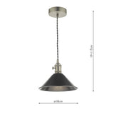 Pendant Antique Chrome With Antique Pewter Shade