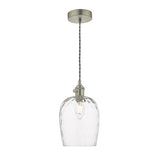 HAD0161-03 Pendant Antique Chrome With Dimpled Glass Shade