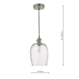 Pendant Antique Chrome With Dimpled Glass Shade