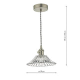Pendant Antique Chrome With Flared Glass Shade