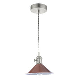 1 Light Pendant Antique Chrome With Umber Shade