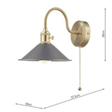 Wall Light Brass With Antique Pewter Shade
