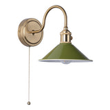 Wall Light Natural Brass With Olive Green Shade