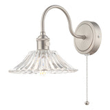 HAD0761-04 Wall Light Antique Chrome With Clear Flared Glass Shade