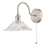 Wall Light Antique Chrome With Clear Flared Glass Shade