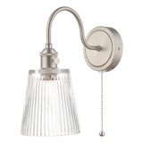 HAD0761-05 Wall Light Antique Chrome With Clear Ribbed Glass Shade