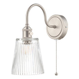 Wall Light Antique Chrome With Clear Ribbed Glass Shade