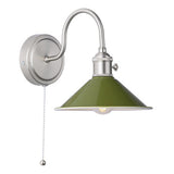 HAD0761-07 Wall Light Antique Chrome With Olive Green Shade