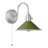 Wall Light Antique Chrome With Olive Green Shade