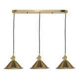 HAD3640-01 3 Light Brass Suspension With Aged Brass Shades