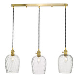 HAD3640-03 3 Light Brass Suspension With Dimpled Glass Shades