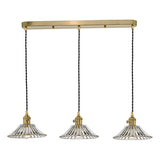 HAD3640-04 3 Light Brass Suspension With Flared Glass Shades