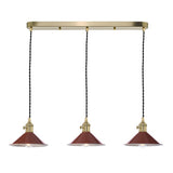 HAD3640-08 3 Light Brass Suspension With Umber Shades