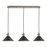 HAD3661-02 3 Light Antique Chrome Suspension With Antique Petwer Shades