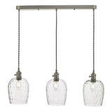 HAD3661-03 3 Light Antique Chrome Suspension With Dimpled Glass Shades