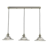 HAD3661-04 3 Light Antique Chrome Suspension With Flared Glass Shades