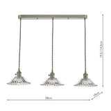 3 Light Antique Chrome Suspension With Flared Glass Shades
