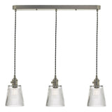 HAD3661-05 3 Light Antique Chrome Suspension With Ribbed Glass Shades